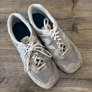New Balance Tan and White Sneakers